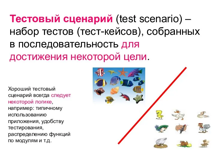 Тестовый сценарий (test scenario) – набор тестов (тест-кейсов), собранных в последовательность