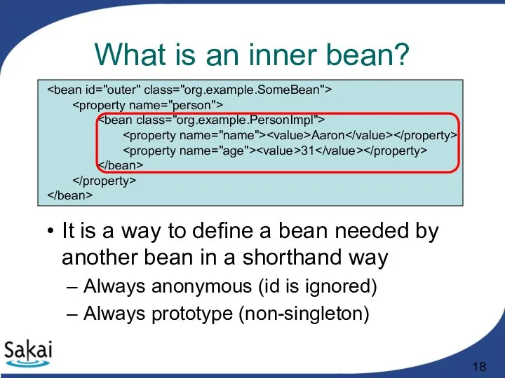 What is an inner bean? It is a way to define