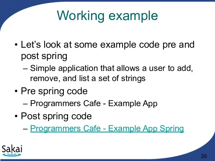 Working example Let’s look at some example code pre and post