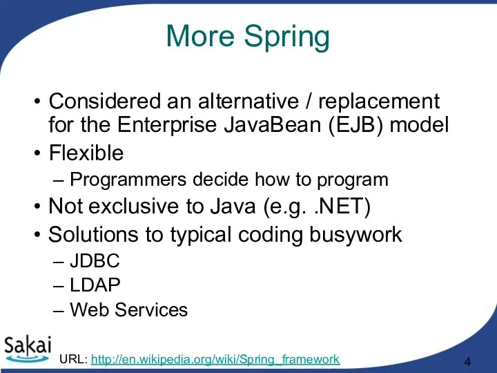 More Spring Considered an alternative / replacement for the Enterprise JavaBean