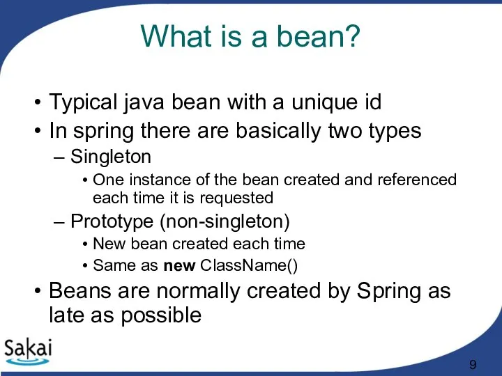 What is a bean? Typical java bean with a unique id