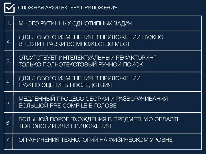 СЛОЖНАЯ АРХИТЕКТУРА ПРИЛОЖЕНИЯ МНОГО РУТИННЫХ ОДНОТИПНЫХ ЗАДАЧ ДЛЯ ЛЮБОГО ИЗМЕНЕНИЯ В