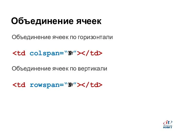 Объединение ячеек Объединение ячеек по горизонтали Объединение ячеек по вертикали