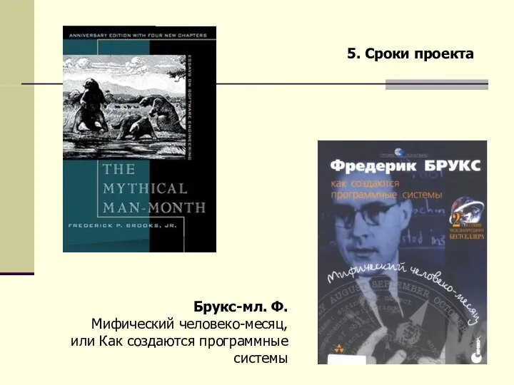 5. Сроки проекта Брукс-мл. Ф. Мифический человеко-месяц, или Как создаются программные системы