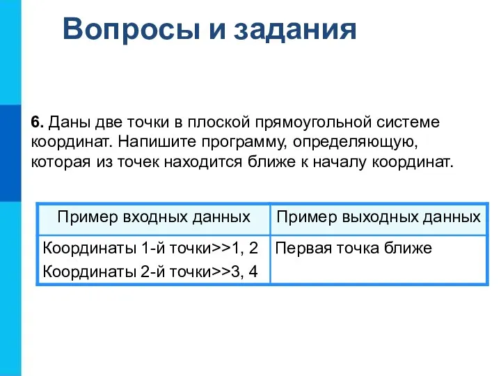 Вопросы и задания 6. Даны две точки в плоской прямоугольной системе