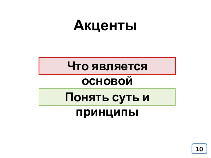 Акценты Что является основой Понять суть и принципы