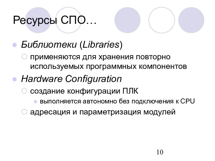 Библиотеки (Libraries) применяются для хранения повторно используемых программных компонентов Hardware Configuration