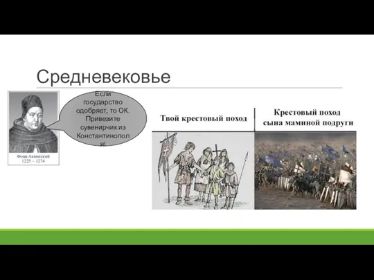 Средневековье Если государство одобряет, то ОК. Привезите сувенирчик из Константинополя!