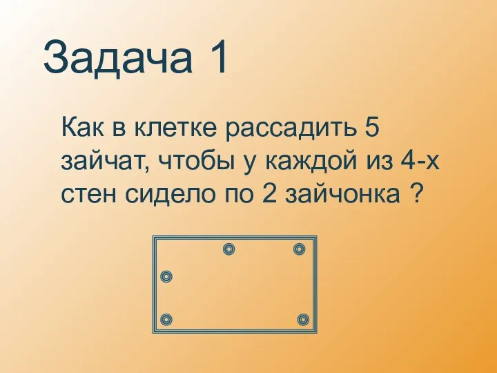 Задача 1 Как в клетке рассадить 5 зайчат, чтобы у каждой