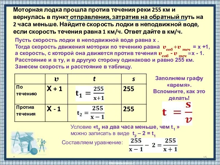 Моторная лодка прошла против течения реки 255 км и вернулась в