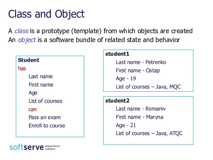 A class is a prototype (template) from which objects are created