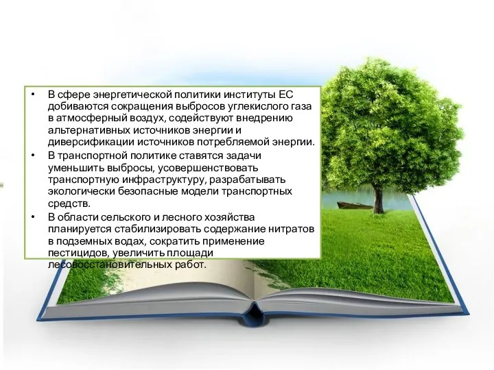 В сфере энергетической политики институты ЕС добиваются сокращения выбросов углекислого газа