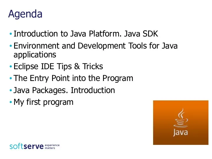 Agenda Introduction to Java Platform. Java SDK Environment and Development Tools