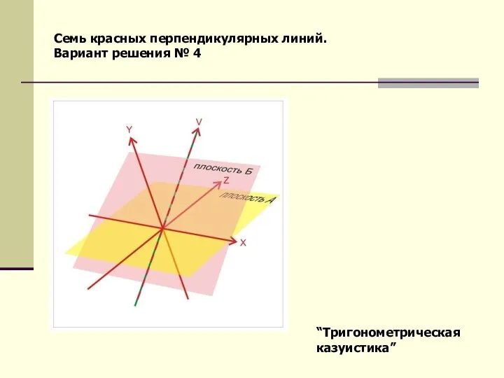 Семь красных перпендикулярных линий. Вариант решения № 4 “Тригонометрическая казуистика”