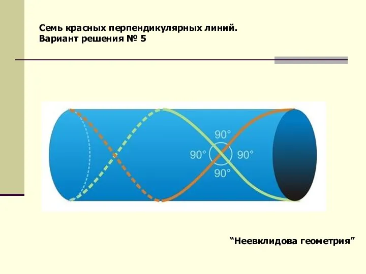 Семь красных перпендикулярных линий. Вариант решения № 5 “Неевклидова геометрия”