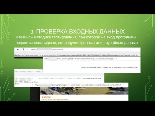 3. ПРОВЕРКА ВХОДНЫХ ДАННЫХ Фаззинг – методика тестирования, при которой на