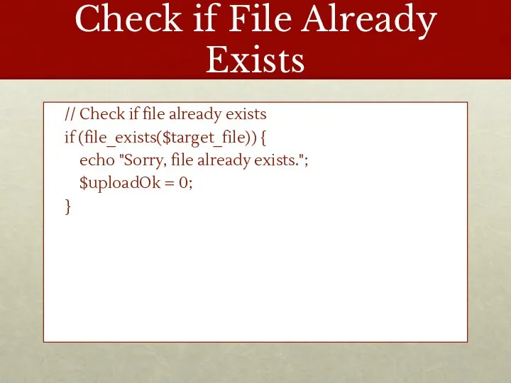 Check if File Already Exists // Check if file already exists