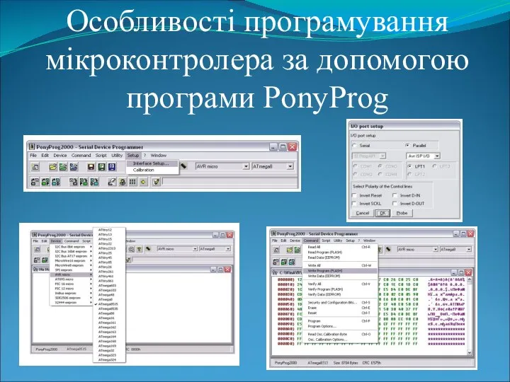 Особливості програмування мікроконтролера за допомогою програми PonyProg
