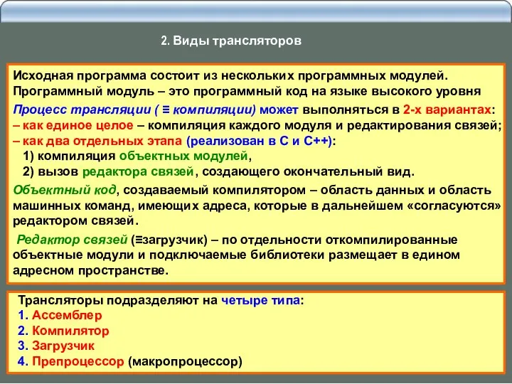 Исходная программа состоит из нескольких программных модулей. Программный модуль – это