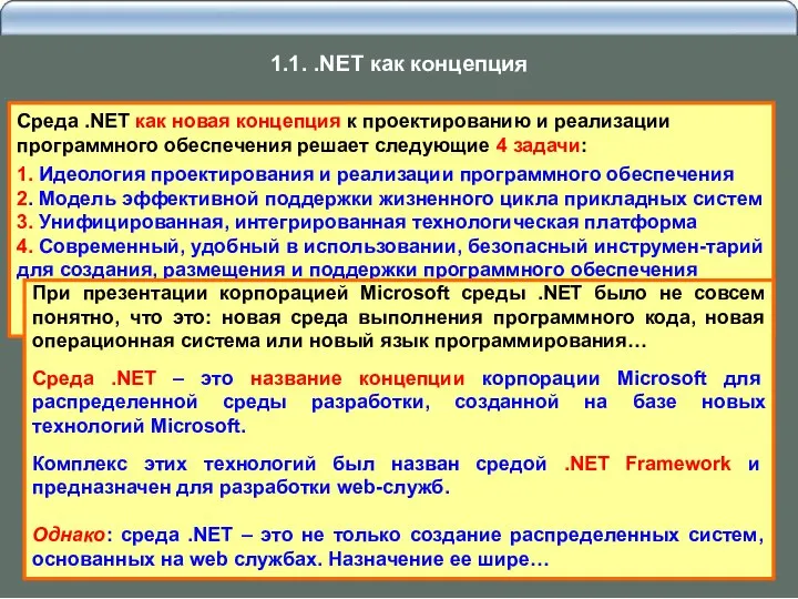 Среда .NET как новая концепция к проектированию и реализации программного обеспечения