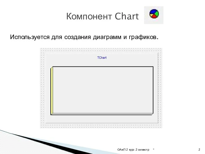 * ОАиП 2 курс 2 семестр Компонент Chart Используется для создания диаграмм и графиков.