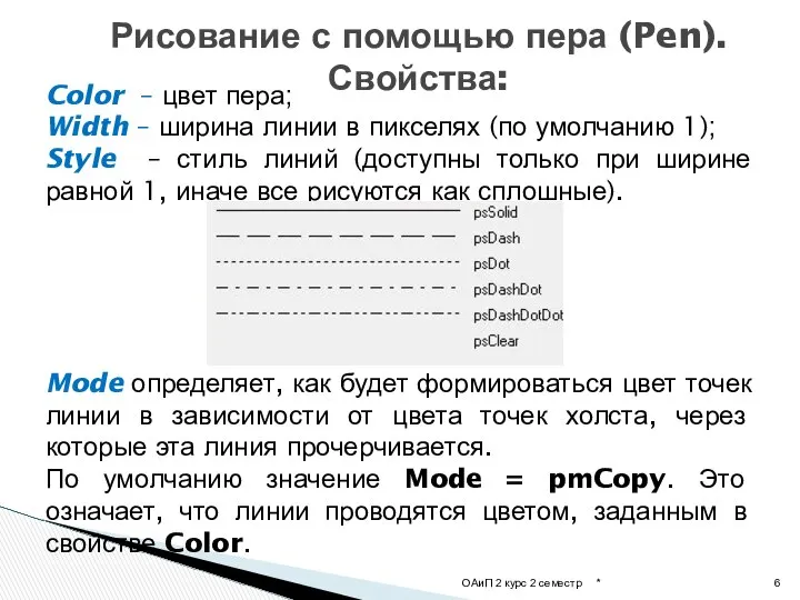 * ОАиП 2 курс 2 семестр Рисование с помощью пера (Pen).