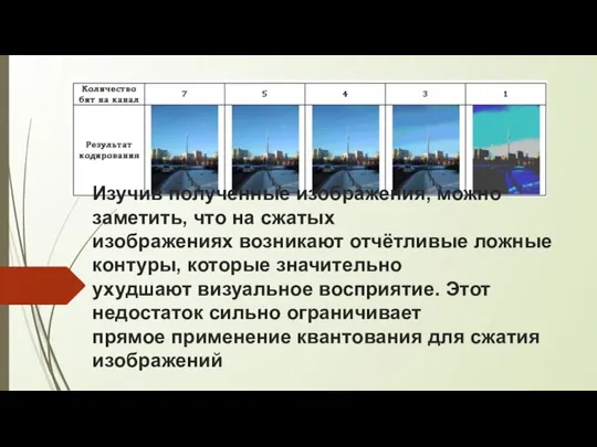 Изучив полученные изображения, можно заметить, что на сжатых изображениях возникают отчётливые