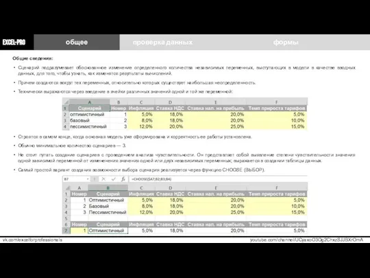 EXCEL-PRO vk.com/excelforprofessionals youtube.com/channel/UCyaxoO3Og2ChxzSJJBXrOmA Общие сведения: Сценарий подразумевает обоснованное изменение определенного количества