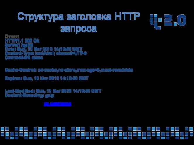 Структура заголовка HTTP запроса Ответ: HTTP/1.1 200 Ok — Получаем ответ