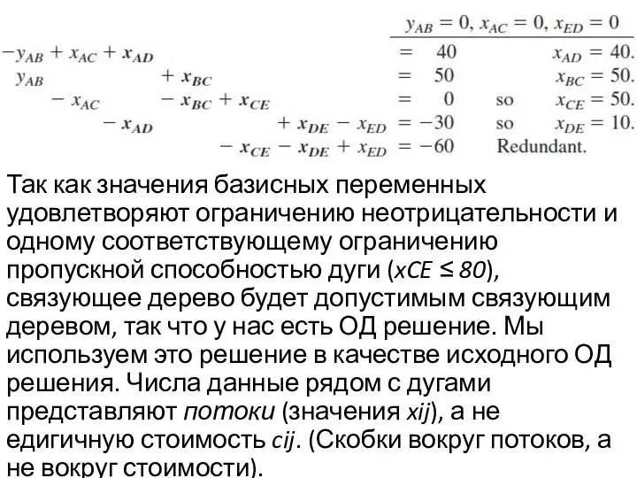 Так как значения базисных переменных удовлетворяют ограничению неотрицательности и одному соответствующему