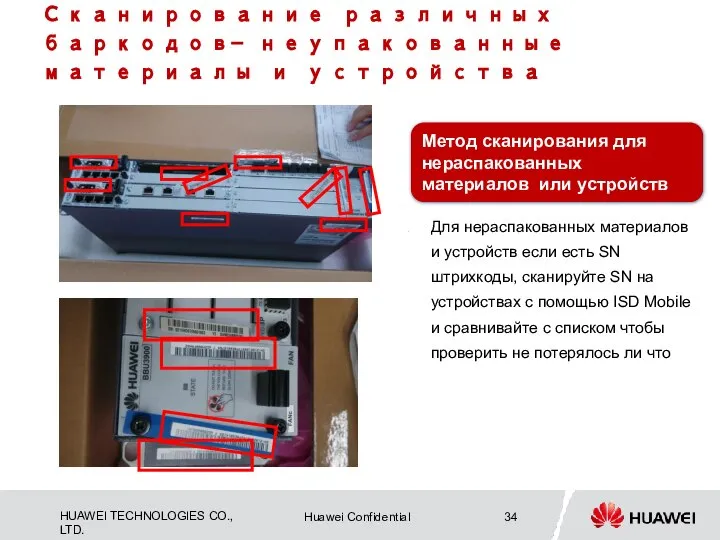 Метод сканирования для нераспакованных материалов или устройств Для нераспакованных материалов и