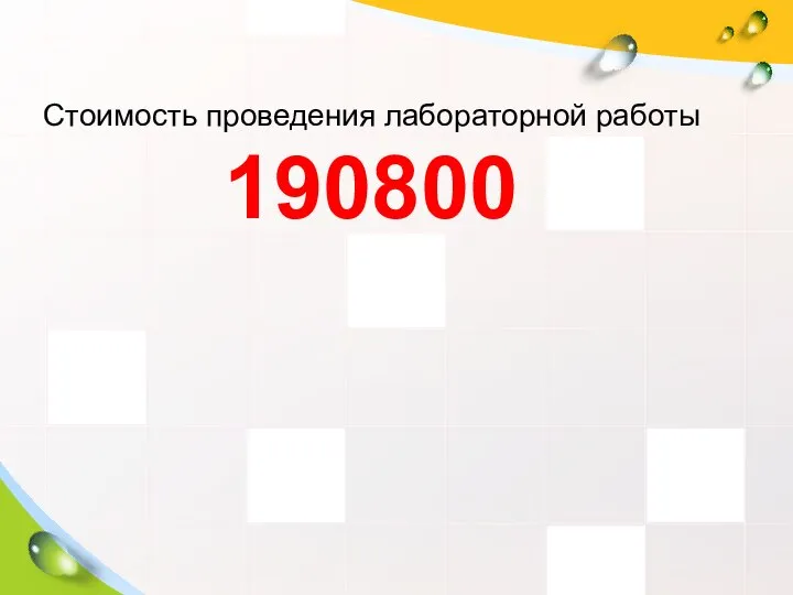 Стоимость проведения лабораторной работы 190800