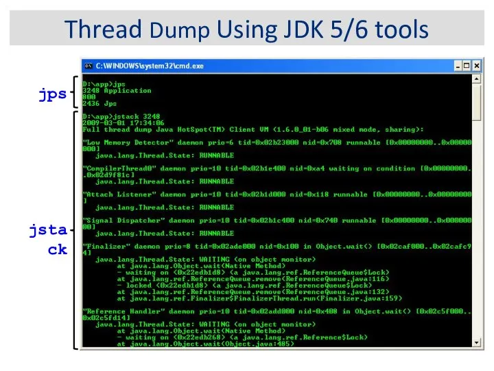 Thread Dump Using JDK 5/6 tools jstack jps