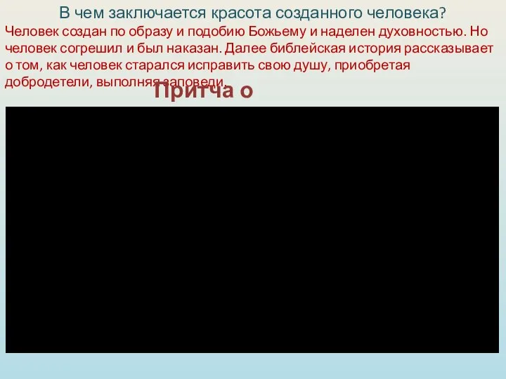 В чем заключается красота созданного человека? Человек создан по образу и