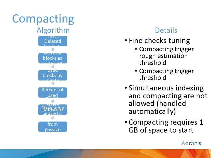 Compacting Check 1 (fast): Deleted backups size Mark all blocks as