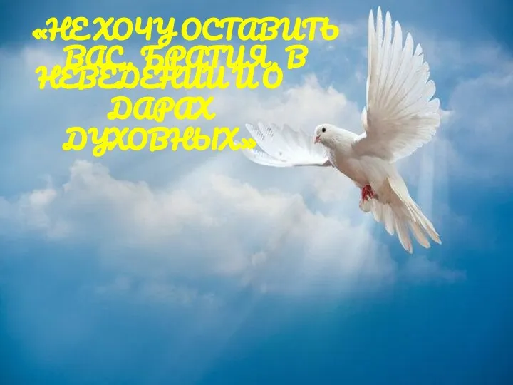 «НЕ ХОЧУ ОСТАВИТЬ ВАС, БРАТИЯ, В НЕВЕДЕНИИ И О ДАРАХ ДУХОВНЫХ»