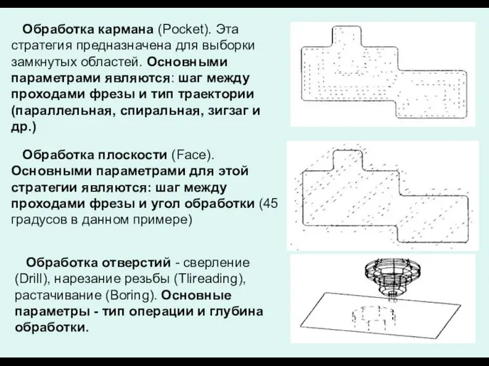 Обработка кармана (Pocket). Эта стратегия предназначена для выборки замкнутых областей. Основными