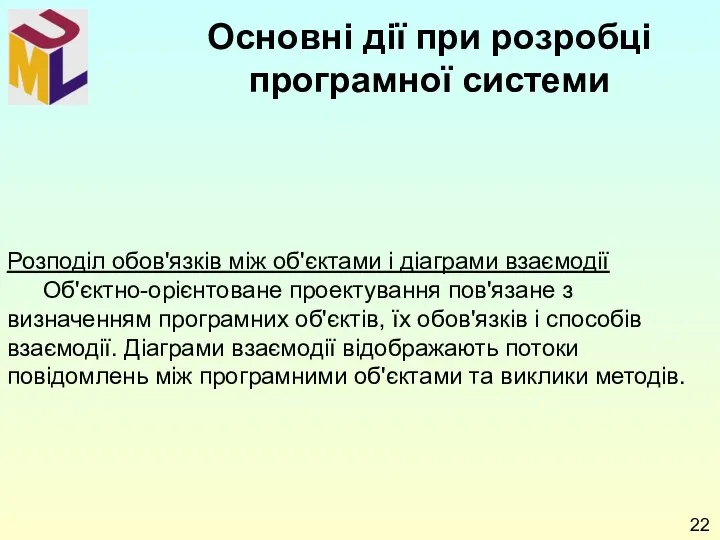 Розподіл обов'язків між об'єктами і діаграми взаємодії Об'єктно-орієнтоване проектування пов'язане з