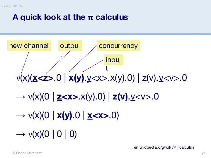 A quick look at the π calculus © Oscar Nierstrasz Safety