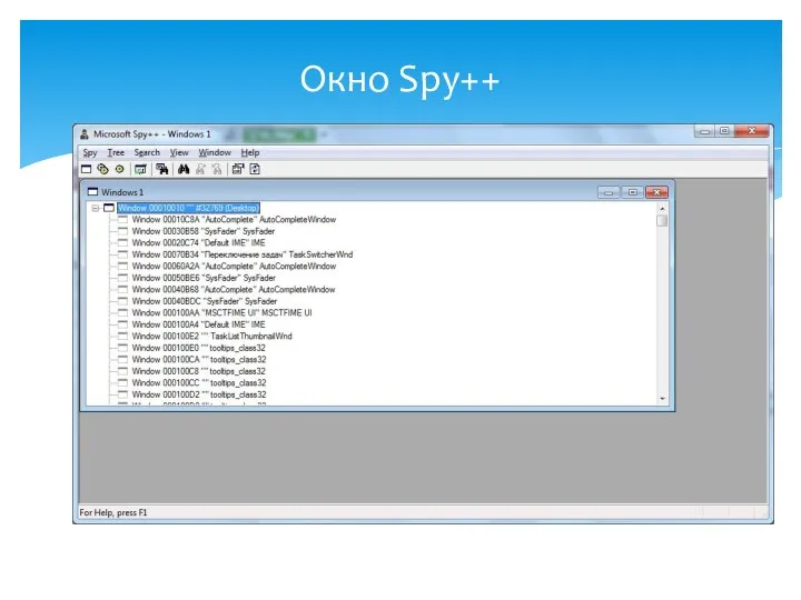 Окно Spy++