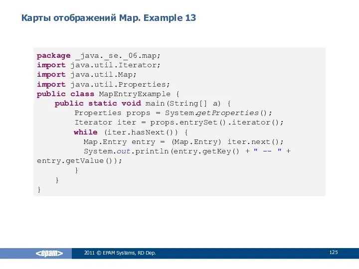 Карты отображений Map. Example 13 2011 © EPAM Systems, RD Dep.