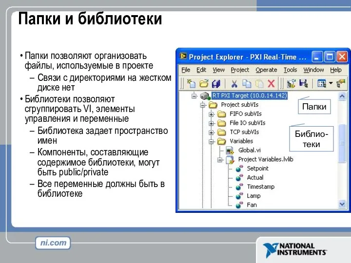 Папки и библиотеки Папки позволяют организовать файлы, используемые в проекте Связи