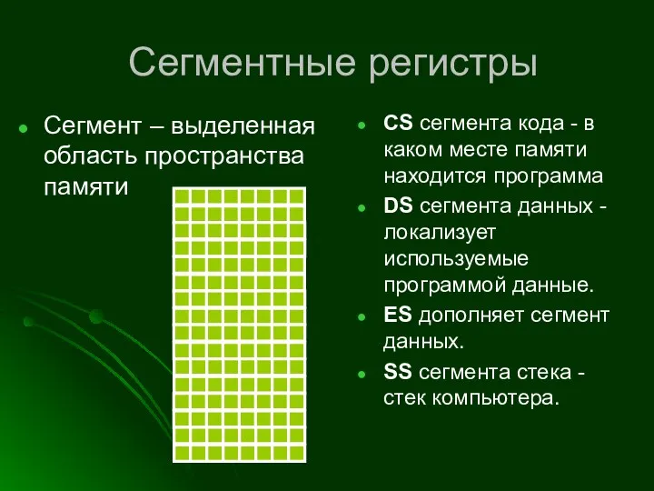 Сегментные регистры CS сегмента кода - в каком месте памяти находится