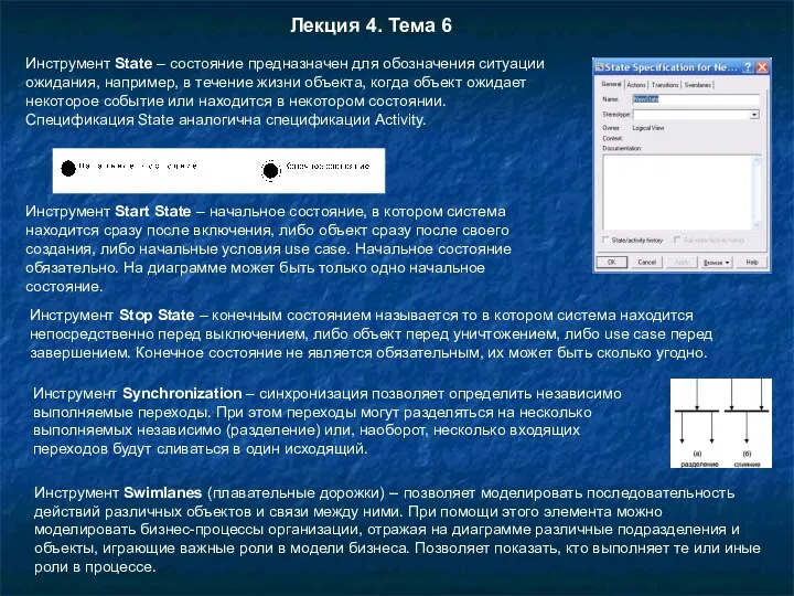 Инструмент State – состояние предназначен для обозначения ситуации ожидания, например, в