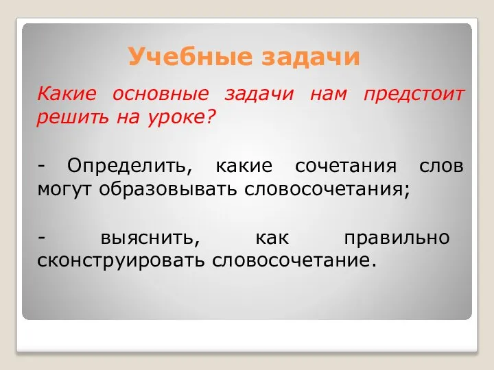 Учебные задачи Какие основные задачи нам предстоит решить на уроке? -