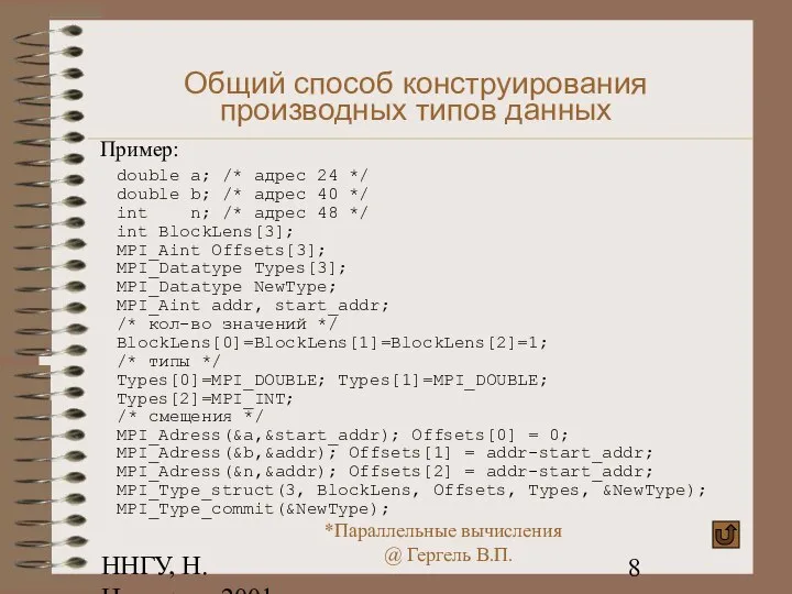 ННГУ, Н.Новгород, 2001 Общий способ конструирования производных типов данных Пример: double