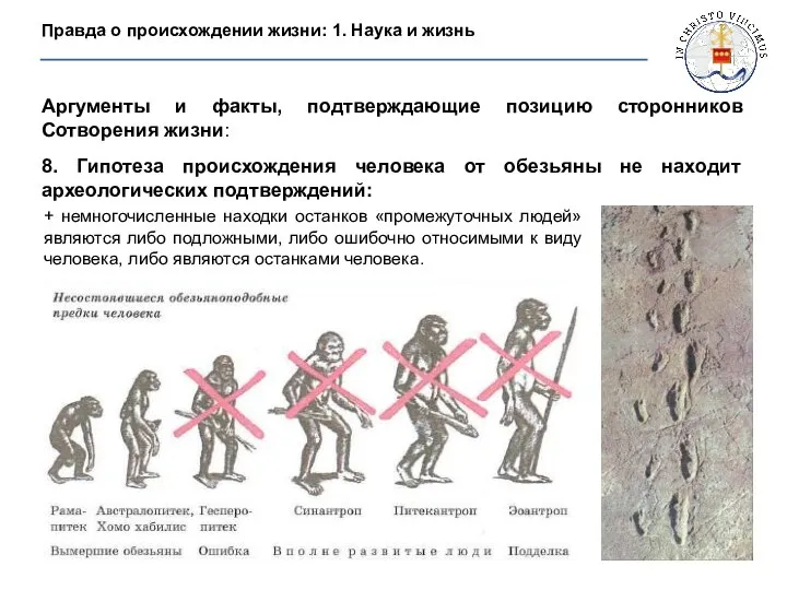 Аргументы и факты, подтверждающие позицию сторонников Сотворения жизни: 8. Гипотеза происхождения