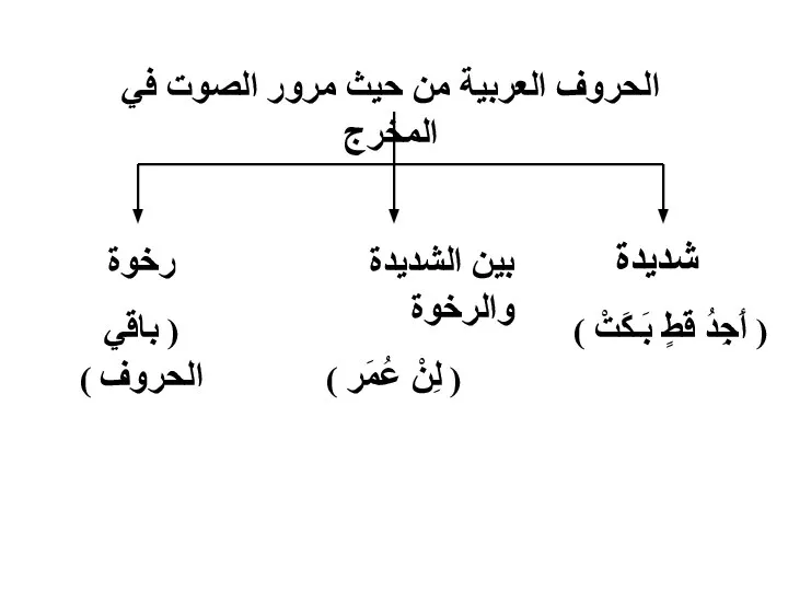 الحروف العربية من حيث مرور الصوت في المخرج شديدة ( أَجِدُ