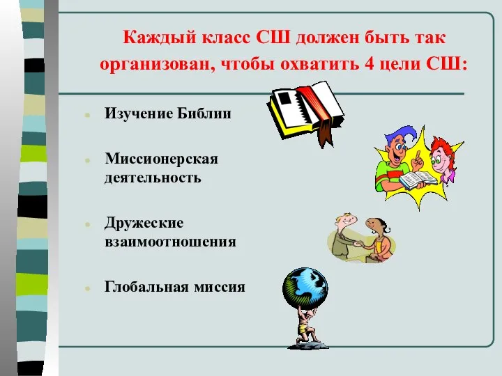 Каждый класс СШ должен быть так организован, чтобы охватить 4 цели