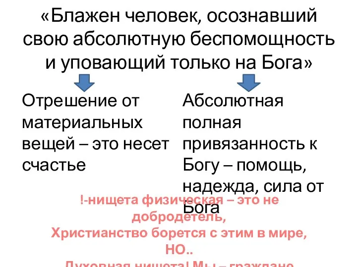 «Блажен человек, осознавший свою абсолютную беспомощность и уповающий только на Бога»